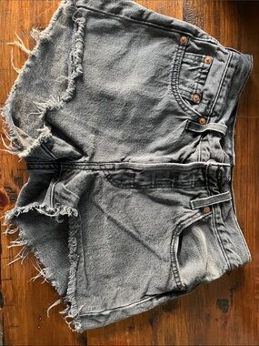High-Rise Distressed Black Jean Shorts - Women